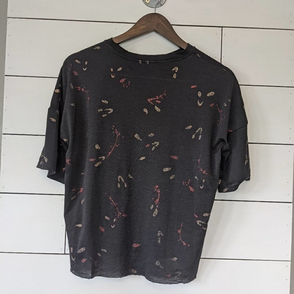 Zara WB Collection Black Mesh Sheer Glitter Top Sm